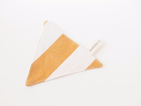 三角コースター / ヴィンテージ白×オレンジストライプA 2枚目の画像