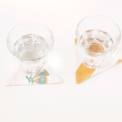 三角コースター / ヴィンテージ白×オレンジストライプA 3枚目の画像