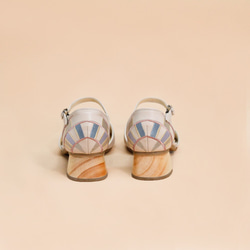 木製根魚口刺繍シューズ - タンポポ花火/オレンジピンク 6枚目の画像