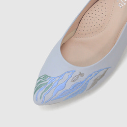 刺繡尖頭跟鞋- 珊瑚海/冰山藍 第6張的照片