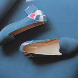 手作り靴-たんぱぱ(青とグレー) 1枚目の画像