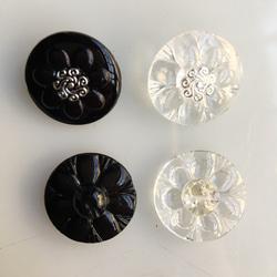 アンティーク ボタン 2個セット クリアー 大 ビンテージ 昭和 レトロ 個性的なボタン ハンドメイド素材 イヤリング 5枚目の画像