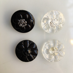 アンティーク ボタン 2個セット クリアー 大 ビンテージ 昭和 レトロ 個性的なボタン ハンドメイド素材 イヤリング 6枚目の画像