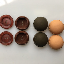 アンティーク ボタン 12個 茶系 ビンテージ 昭和 レトロ 個性的 ブラウン ハンドメイド素材 アソート イヤリング 3枚目の画像