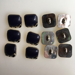 アンティーク ボタン 6個セット ビンテージ 昭和 レトロ 個性的 ハンドメイド 素材 シルバー ネイビー アクセ 5枚目の画像