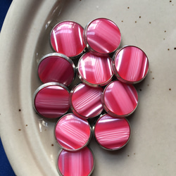 アンティーク ボタン 5個セット ビンテージ 昭和 レトロ 個性的 ハンドメイド素 ピンク シルバー アクセサリー 1枚目の画像