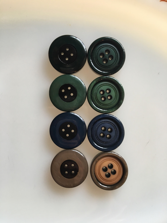 アンティーク ボタン 2個セット ビンテージ 昭和 レトロ 個性的 ハンドメイド素材 [ネイビー 紺] アクセサリー 7枚目の画像