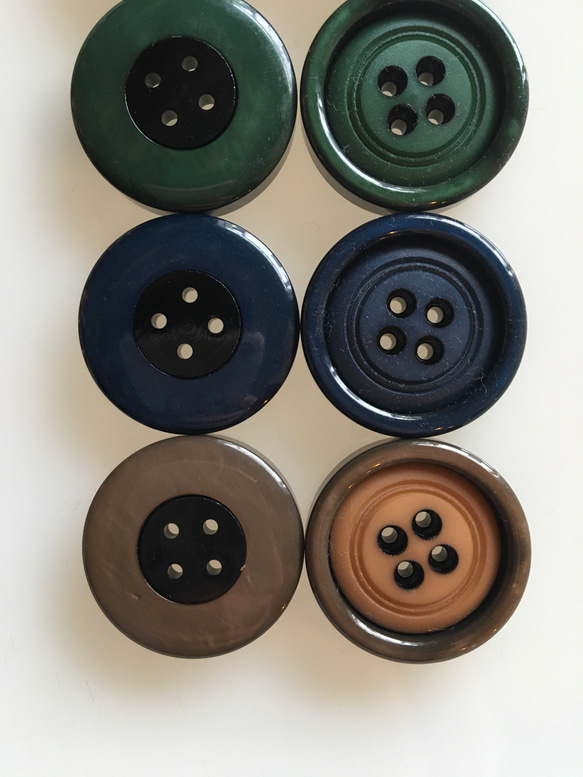 アンティーク ボタン 2個セット ビンテージ 昭和 レトロ 個性的 ハンドメイド素材 [ネイビー 紺] アクセサリー 9枚目の画像
