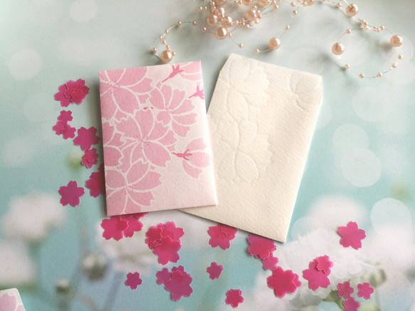 伊予和紙の桜咲くぽち袋8枚セット 1枚目の画像