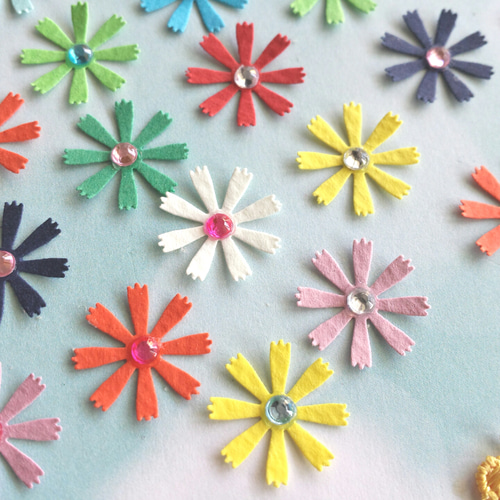 カラフル小さなコスモスクラフトパンチ60枚 シール・ステッカー