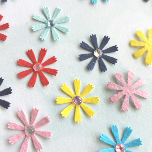 カラフル小さなコスモスクラフトパンチ60枚 シール・ステッカー