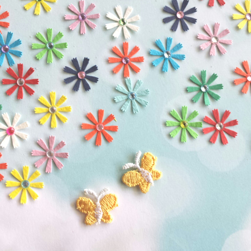 カラフル小さなコスモスクラフトパンチ60枚 シール・ステッカー