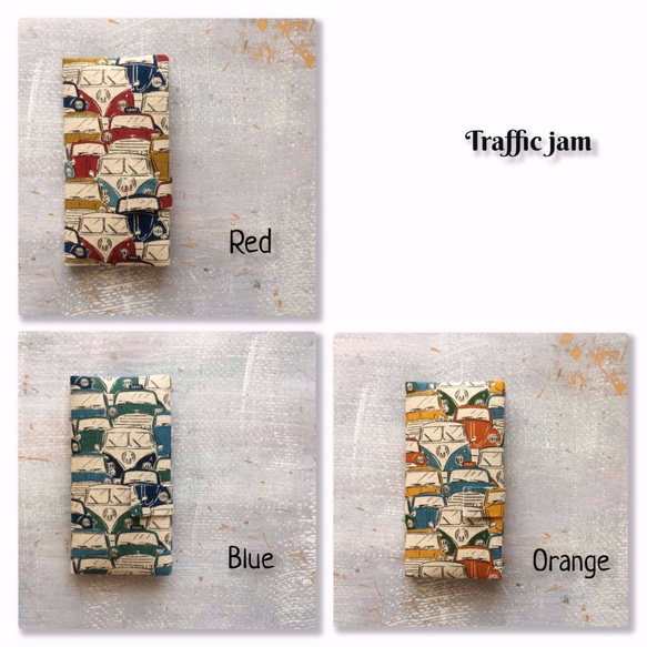 選べる仕様の手帳型スマホケース 〜Traffic jam ブルー〜 4枚目の画像