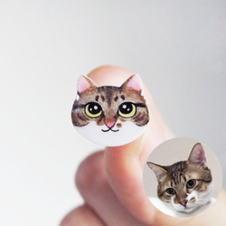 客製化寵物耳環 似顏繪 貓咪耳環  狗狗耳環 抗敏鋼針 無痛耳夾 第3張的照片
