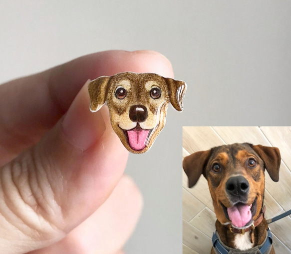 客製化寵物耳環 似顏繪 貓咪耳環  狗狗耳環 抗敏鋼針 無痛耳夾 第2張的照片
