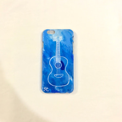 iPhone6/6sケース◎ハンドメイド◎ギター（ブルー） 4枚目の画像