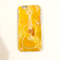 iPhone6/6sケース◎ハンドメイド◎ギター（イエロー） 1枚目の画像