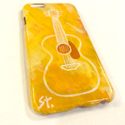iPhone6/6sケース◎ハンドメイド◎ギター（イエロー） 2枚目の画像