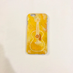 iPhone6/6sケース◎ハンドメイド◎ギター（イエロー） 4枚目の画像