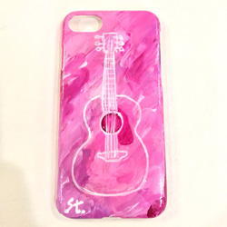 iPhone7ケース◎ハンドメイド◎ギター（ピンク） 1枚目の画像