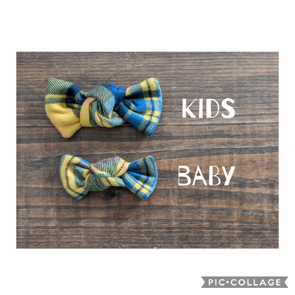 冬色チェック《イエロー》□蝶ネクタイ/baby/kids/ladies/men's　フォーマルアイテム 3枚目の画像