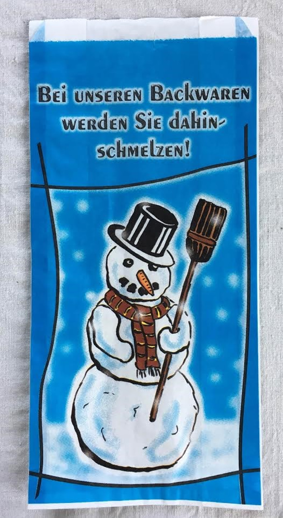 限定☆ドイツ パン屋さんの雪だるまマルシェ袋 10枚 2枚目の画像