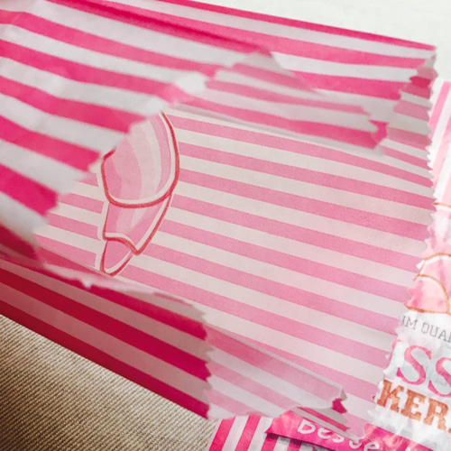 germany ピンクグラシン紙のマルシェ袋 10枚set ラッピング袋 de