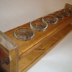 アンティーク仕様　木製6連グラススタンド　グラス付です。 2枚目の画像