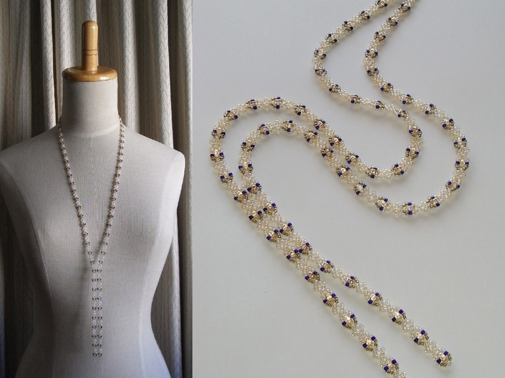 花結び*星　オフルームビーズネックレス