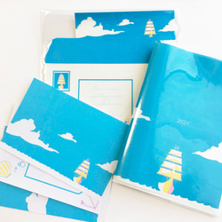 ★福袋★　帆船　海　貝殻　手帳　レターセット　ポストカード 1枚目の画像