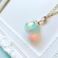 オーロラ液晶 虹のガラスドームペンダント ネックレス・ペンダント  