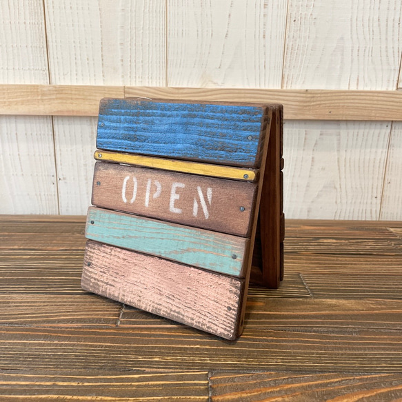 一点物○卓上パタパタ看板 OPEN/CLOSED○2 木製看板 ヴィンテージ
