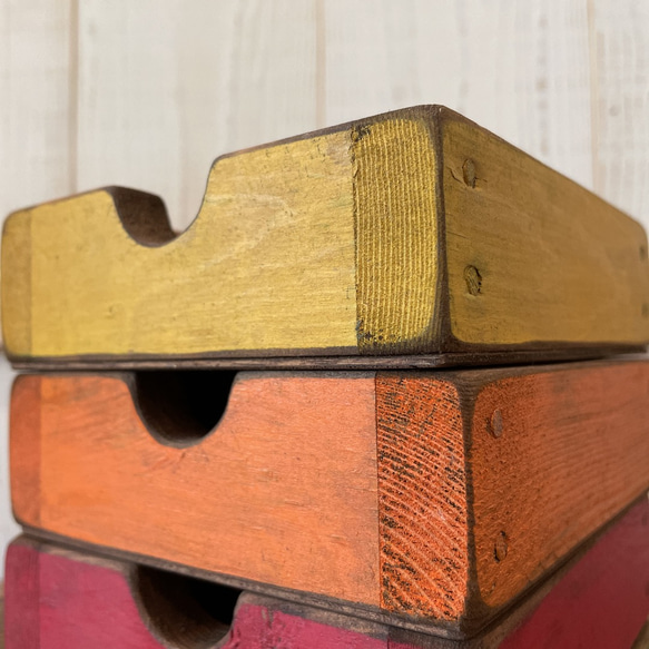 ●アンティーク風　木製小物入れ　4箱セット●3 エイジング加工　古材風　木箱 3枚目の画像
