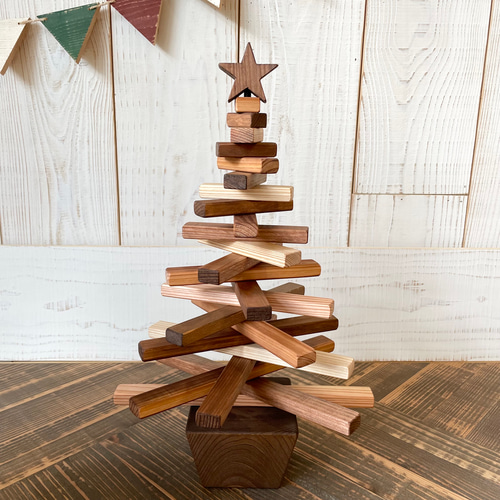 受注製作》オイル塗装○2way 木製 クリスマスツリー○40cm 卓上