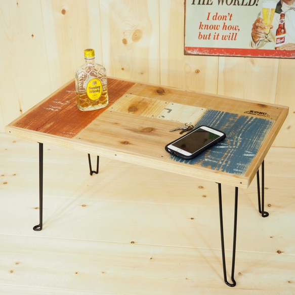 折りたためるテーブル ナチュラルテイスト W605×D375×H325 【パズルシリーズ】 1枚目の画像