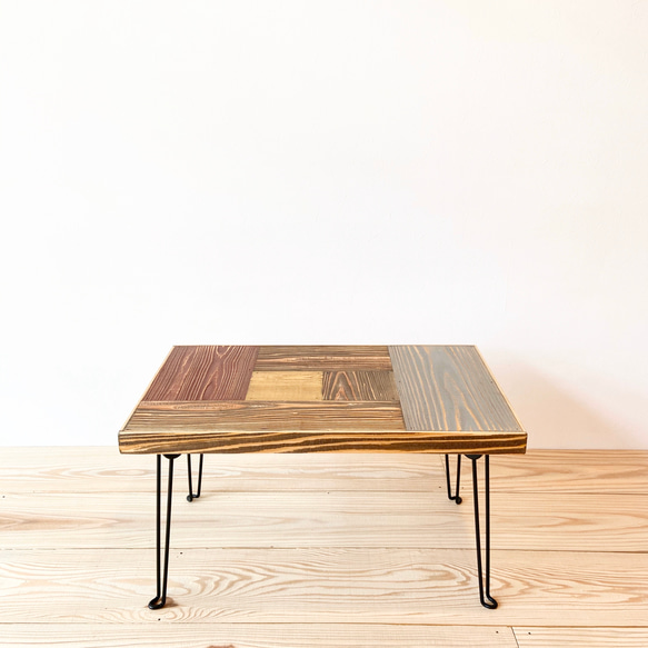 【パズルシリーズ】59.5cm 折りたたみテーブル〈オイル仕上げ〉 1枚目の画像