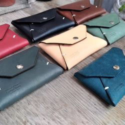 八革(hachi-kawa Leatherworks) 手工皮件 三用式名片夾 多色選擇 (藍 深綠 綠 黑 咖啡 原色 第2張的照片