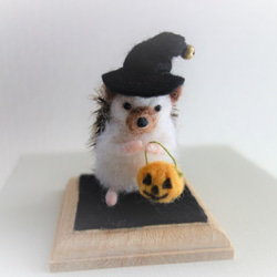 小さな魔法使いハリネズミ 羊毛フェルト ハロウィン 羊毛フェルト