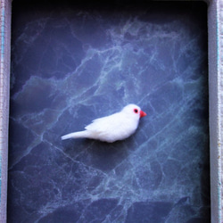 小さな文鳥のブローチ　　羊毛フェルト 2枚目の画像