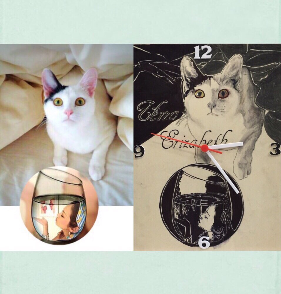 大切な人とシルエットアート(置き時計用)