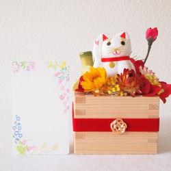 【お正月飾り】松竹梅の庭の招き猫 4枚目の画像