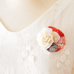 【Creema限定・ドライフラワーリース】紅華織と白い穂のお正月飾り 4枚目の画像