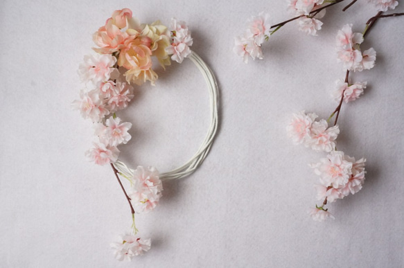 [Creema Sakura / Fukubukuro 2019]等待春天。櫻桃花環和胸花 第9張的照片