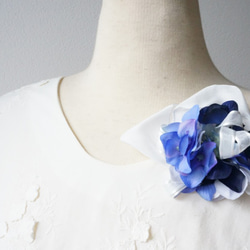 [Creema限量·幸運袋2019]繡球花胸針和髮夾〜漸變的藍色〜 第2張的照片