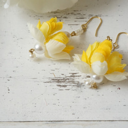 [Creema Limited-春季新手工製作2019]黃色花朵耳環（耳環） 第2張的照片