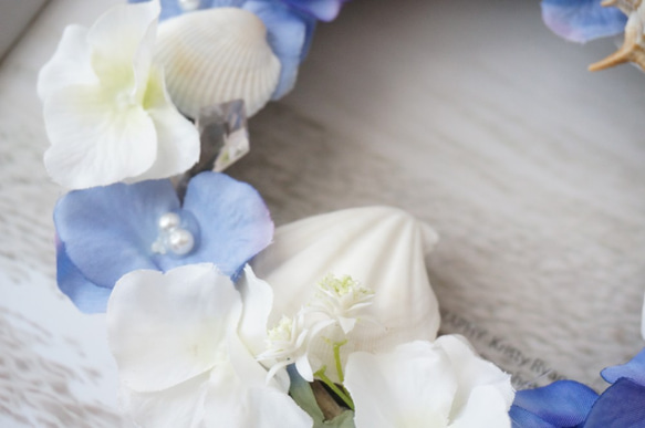 【おうちでキット】爽やかな夏のリース・海とお花～ハンドメイドキット～ 3枚目の画像