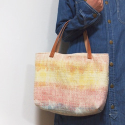 やわらか手織りかばん「夕焼け色」：四角タイプ 1枚目の画像