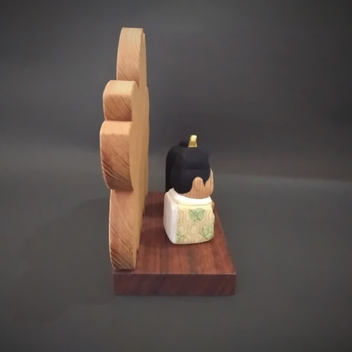 北山杉　ひな人形 木彫り雛人形 【屋久杉衝立ミニ雛】 ひな人形・雛飾り 木もの