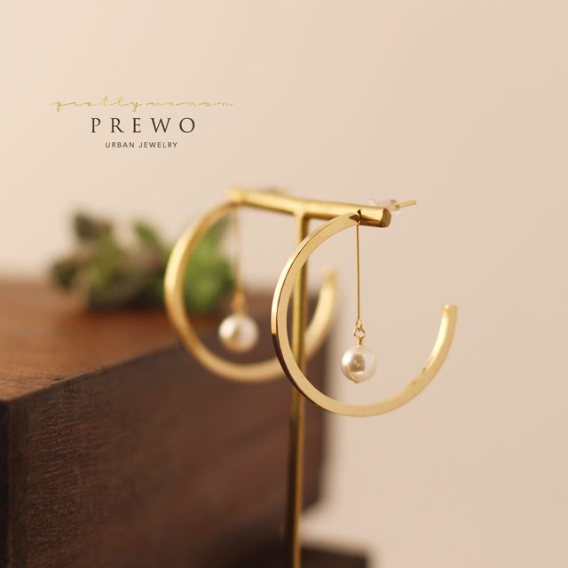 《受注製作》18KGP・2wayフープピアス small　-パール-