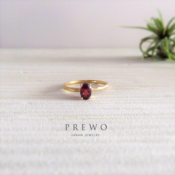 〈定做〉Garnet Fine Ring/K18GP 第1張的照片